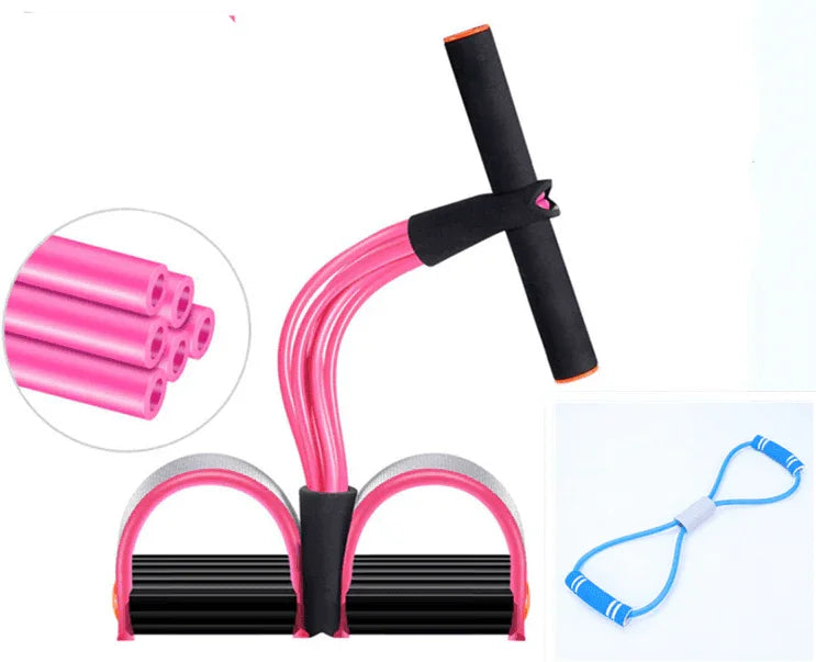 Natural Latex Foot Pedal Elastic Pull Rope with Handle Fitness Equipment Bodybuilding Expander - Anam Online