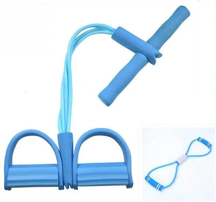 Natural Latex Foot Pedal Elastic Pull Rope with Handle Fitness Equipment Bodybuilding Expander - Anam Online