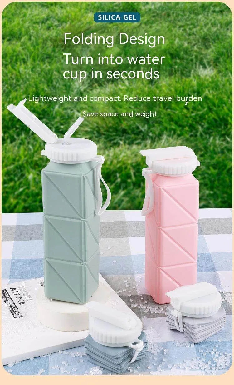 Foldable Water Bottle Sports Cup Portable Silicone Folding Cups Food Grade Cup Retractable Outdoor Travel Running Riding Camping - Anam Online