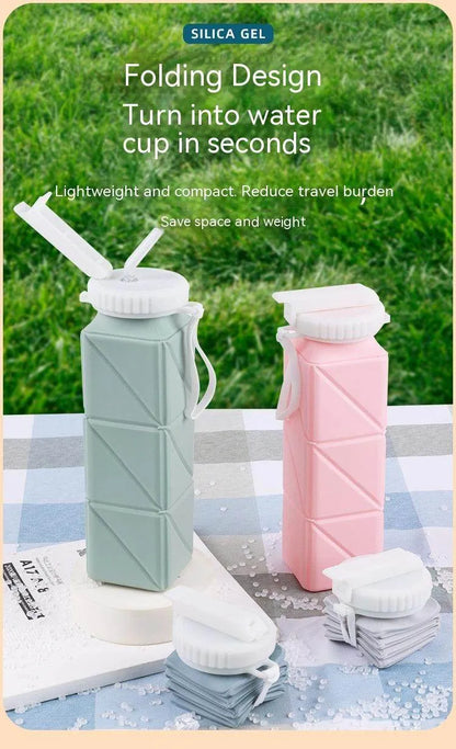 Foldable Water Bottle Sports Cup Portable Silicone Folding Cups Food Grade Cup Retractable Outdoor Travel Running Riding Camping - Anam Online