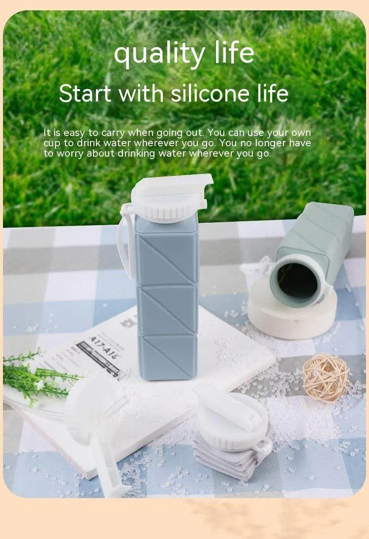 Foldable Water Bottle Sports Cup Portable Silicone Folding Cups Food Grade Cup Retractable Outdoor Travel Running Riding Camping - Anam Online