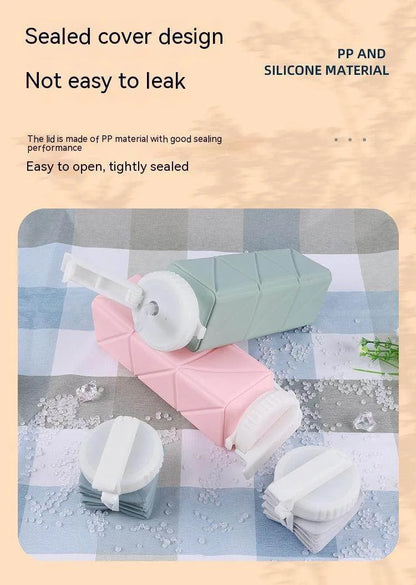 Foldable Water Bottle Sports Cup Portable Silicone Folding Cups Food Grade Cup Retractable Outdoor Travel Running Riding Camping - Anam Online
