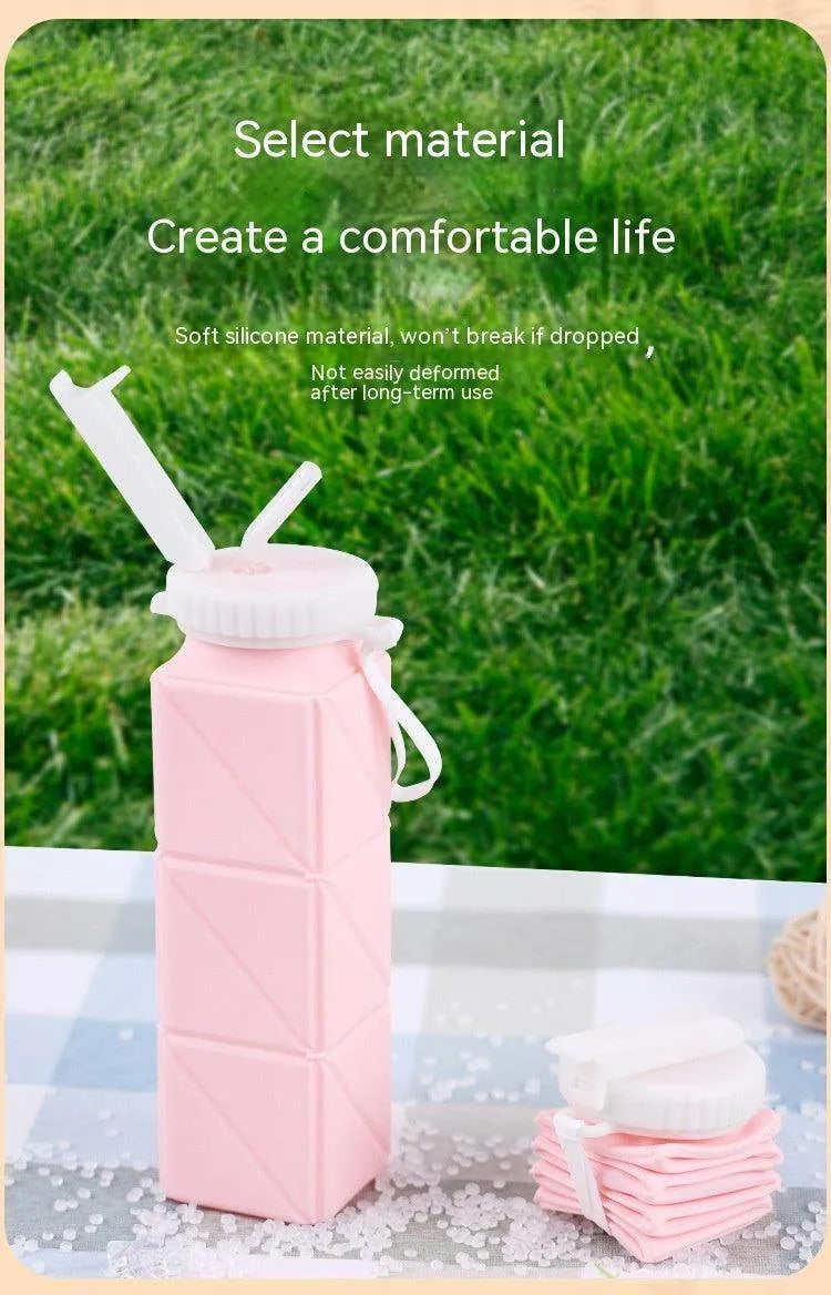 Foldable Water Bottle Sports Cup Portable Silicone Folding Cups Food Grade Cup Retractable Outdoor Travel Running Riding Camping - Anam Online