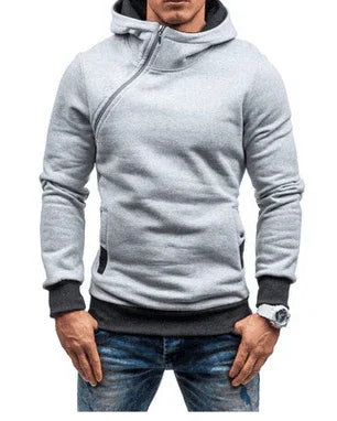 Brand Hoodie Oblique Zipper Solid Colour Hoodies Men Fashion Tracksuit Male Sweatshirt Hoody Mens - Anam Online