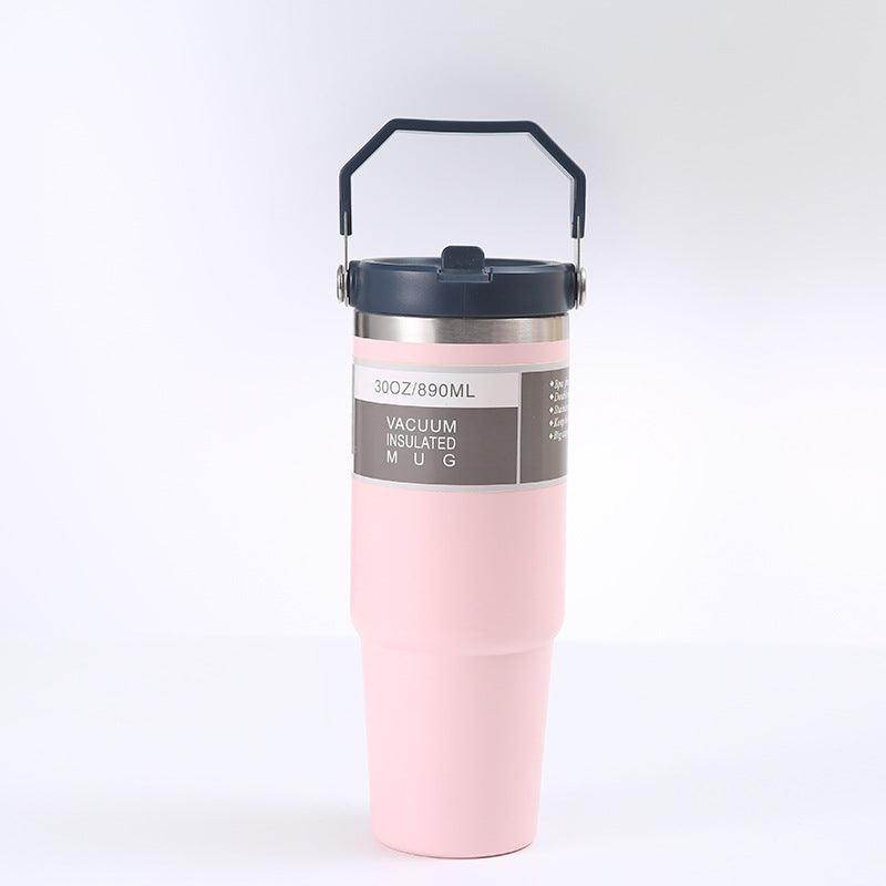Portable Car Cup Stainless Steel Cup Travel Sports Water Bottle With Handle Cover Coffee Tumbler Cup - Anam Online