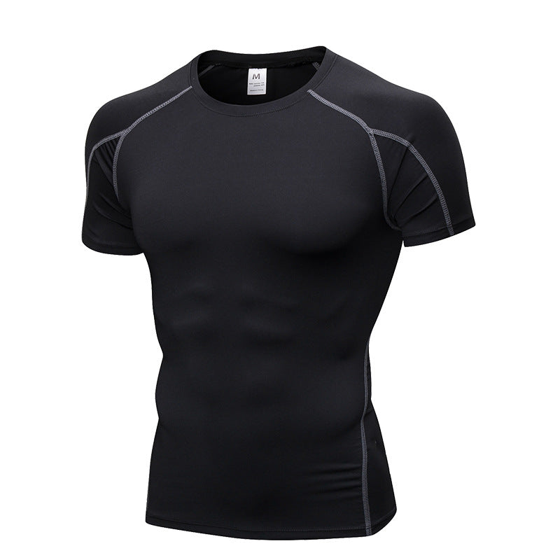 Black athletic shirt with gray accents on a white background