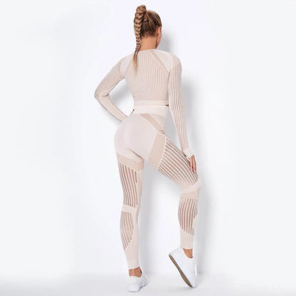 Seamless Knitted Absorbent Yoga Long-Sleeved Suit Yoga Wearsuit - Anam Online