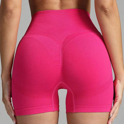 Seamless Yoga Shorts Women Solid Colour High Waist Hip-lifting Fitness Pants Running Sweatpants - Anam Online