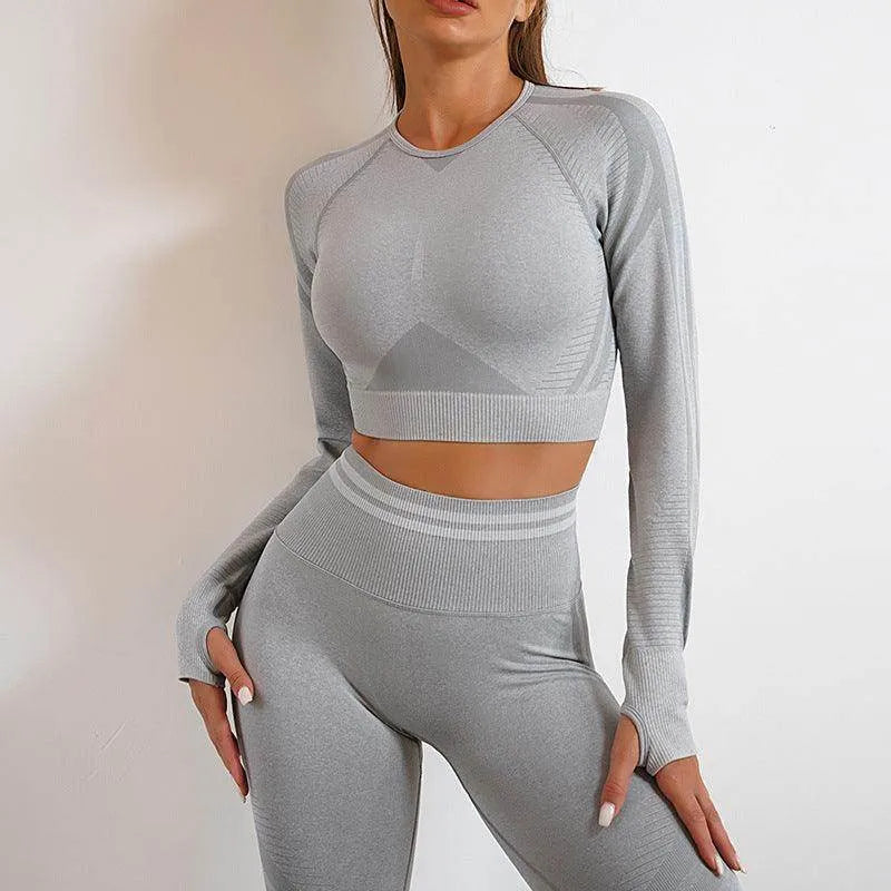 Seamless Yoga Pants Sports Gym Fitness Leggings Or Long Sleeve Tops Outfits Butt Lifting Slim Workout Sportswear Clothing - Anam Online