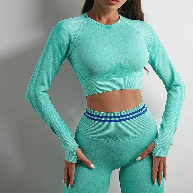 Seamless Yoga Pants Sports Gym Fitness Leggings Or Long Sleeve Tops Outfits Butt Lifting Slim Workout Sportswear Clothing - Anam Online