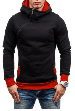 Brand Hoodie Oblique Zipper Solid Colour Hoodies Men Fashion Tracksuit Male Sweatshirt Hoody Mens - Anam Online