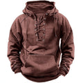 Brown hoodie with lace-up front on a white background
