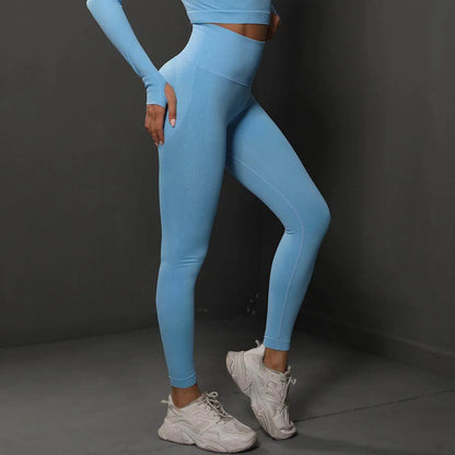 High Waist Seamless Yoga Pants Women's Solid Colour Full Length Leggings Fitness Hip Up Running Sport Gym Legging Outfits - Anam Online