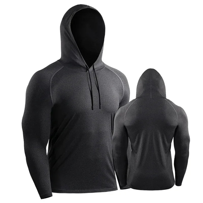 Black hoodie shown from front and back on a white background