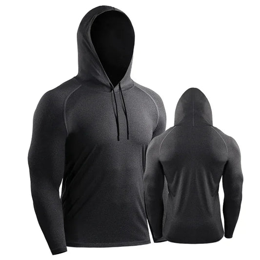 Black hoodie shown from front and back on a white background