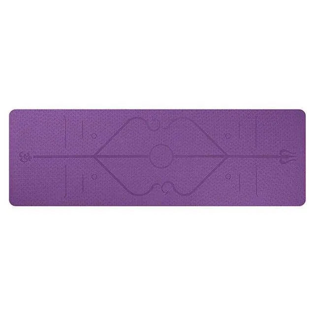 Non Slip TPE Yoga Mat Position Line Beginner - Anam Online