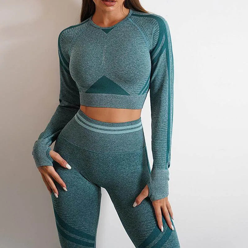 Seamless Yoga Pants Sports Gym Fitness Leggings Or Long Sleeve Tops Outfits Butt Lifting Slim Workout Sportswear Clothing - Anam Online