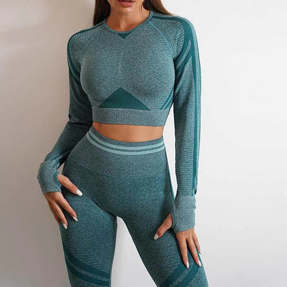 Seamless Yoga Pants Sports Gym Fitness Leggings Or Long Sleeve Tops Outfits Butt Lifting Slim Workout Sportswear Clothing - Anam Online