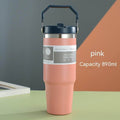 Portable Car Cup Stainless Steel Cup Travel Sports Water Bottle With Handle Cover Coffee Tumbler Cup - Anam Online