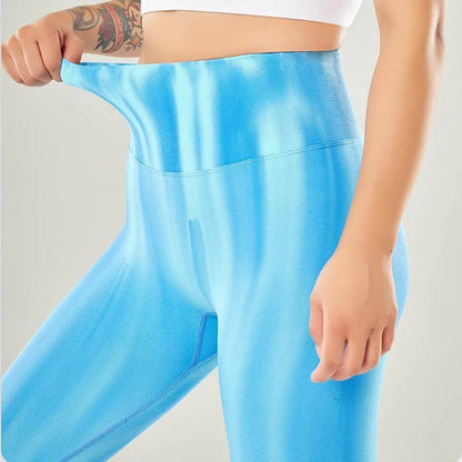 New Tie Dye Aurora Print Sports Pants Seamless High Waisted Fitness Yoga Pants For Women Gym Running Sweatpants Trousers - Anam Online