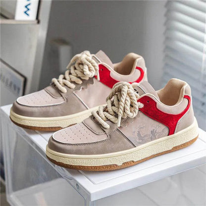 Lace-up Casual Shoes Men Soft Thick Sole Fashion Comfortable Breathable Flats Sneakers Student Platform Outdoor Walking Shoes - Anam Online