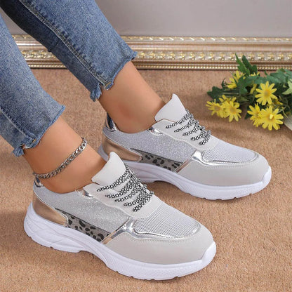 Women Lace Up Sneakers Breathable Mesh Flat Fashion Casual Lightweight Running Sports Shoes - Anam Online