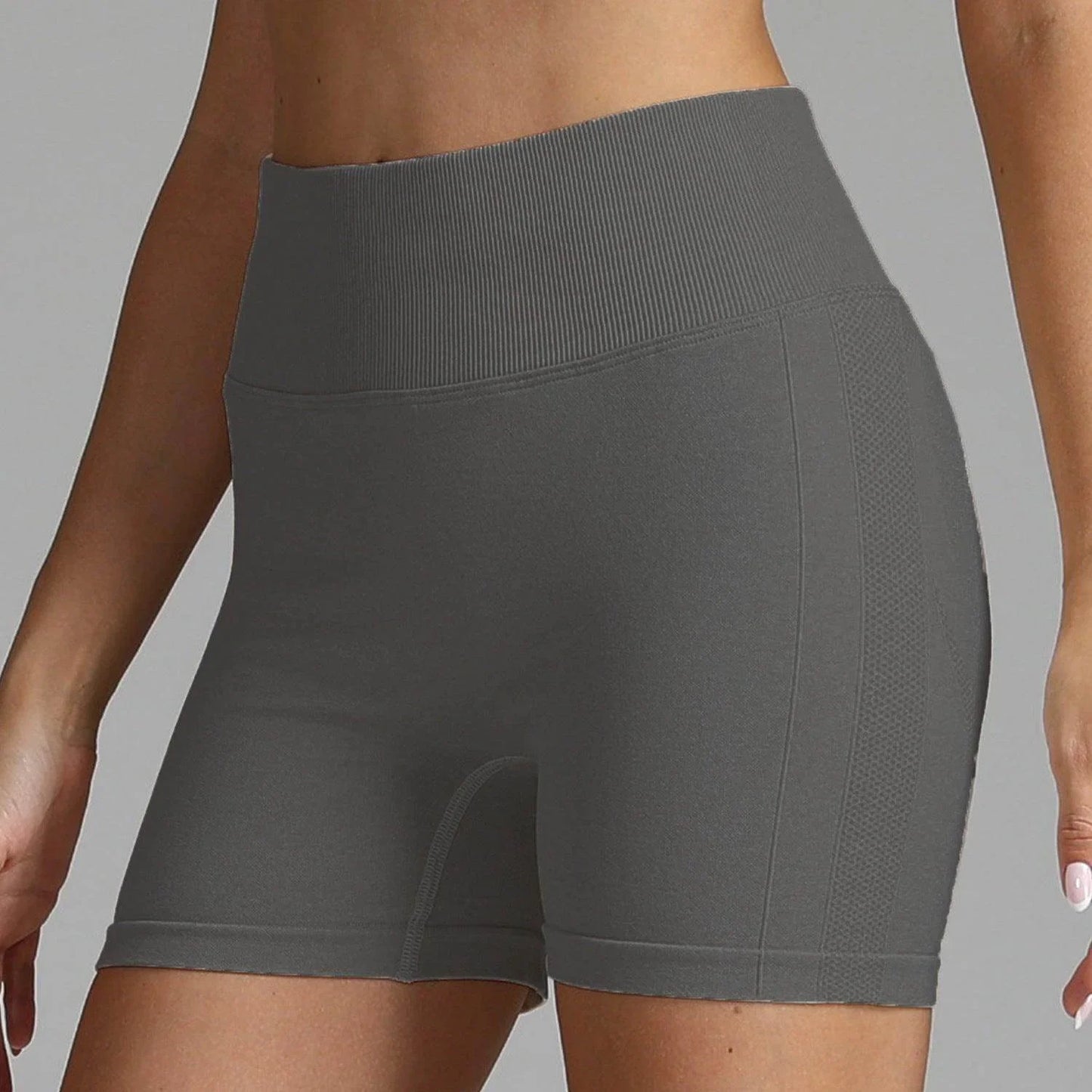 Seamless Yoga Shorts Women Solid Colour High Waist Hip-lifting Fitness Pants Running Sweatpants - Anam Online