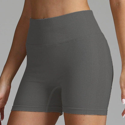 Seamless Yoga Shorts Women Solid Colour High Waist Hip-lifting Fitness Pants Running Sweatpants - Anam Online