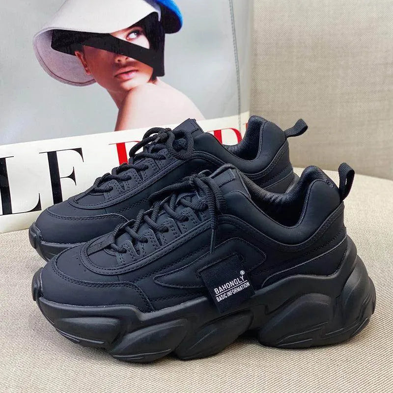 Women's Sneakers With Leather Platform - Anam Online