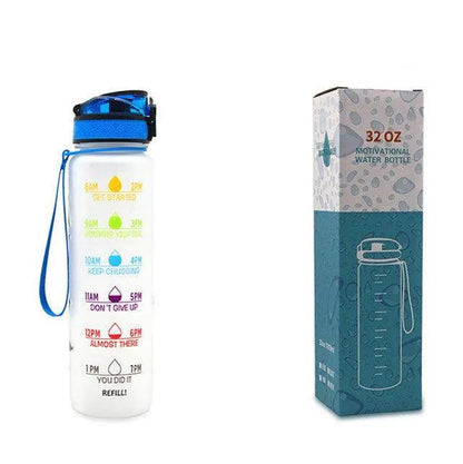 1L Tritan Water Bottle With Time Marker Bounce Cover Motivational Water Bottle Cycling Leakproof Cup For Sports Fitness Bottles - Anam Online