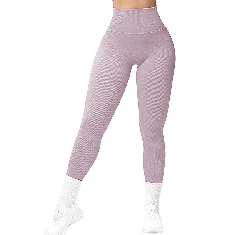 High Waist Seamless Leggings Threaded Knitted Fitness Pants Solid Women's Slimming Sports Yoga Pants Elastic Running Sport Leggings - Anam Online