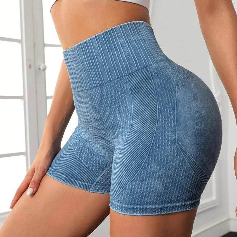 High-Waisted Hip-Lifting Fitness Pants Solid Colour Quick-drying Tight Running Sports Yoga Shorts Women - Anam Online