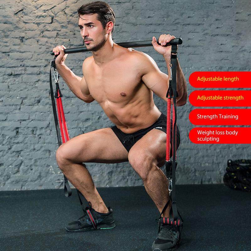 Body Workout Trainer Bar with Resistance Bands Rubber Buckles - Anam Online