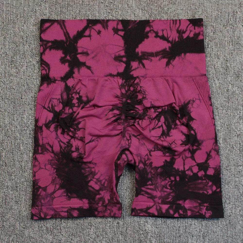 Tie-dye Printed Yoga Pants Summer Quick-drying Fitness Shorts Sexy High-waisted Hip-lifting Leggings Women Pants - Anam Online