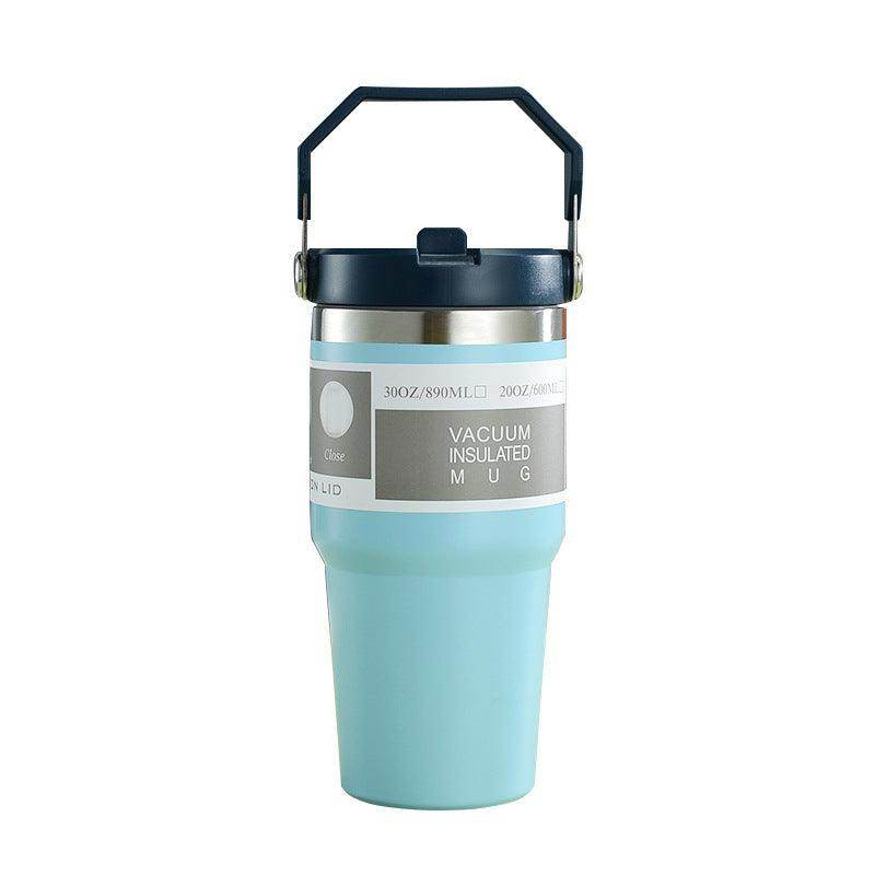 Portable Car Cup Stainless Steel Cup Travel Sports Water Bottle With Handle Cover Coffee Tumbler Cup - Anam Online
