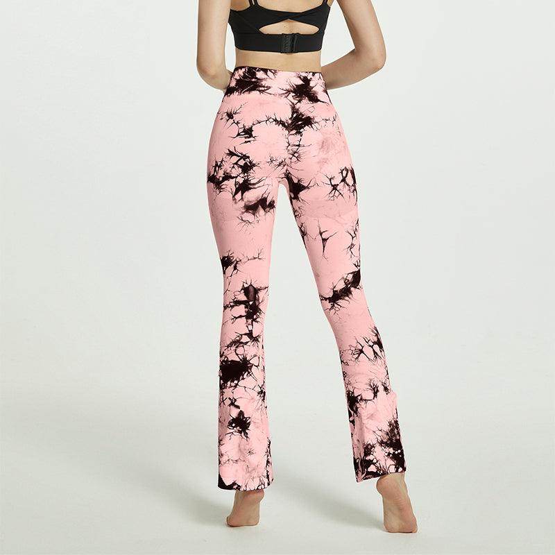 Fashion Tie Dye Printed Yoga Bell-Bottomed Pants Seamless High Waist Quick-drying Fitness Running Sports Leggings Women Flares - Anam Online