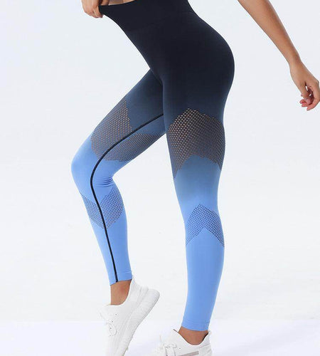 New Hollow Design Gradient Printed Yoga Pants Seamless High Waist Hip Lifting Fitness Leggings For Women Quick Drying Trousers - Anam Online