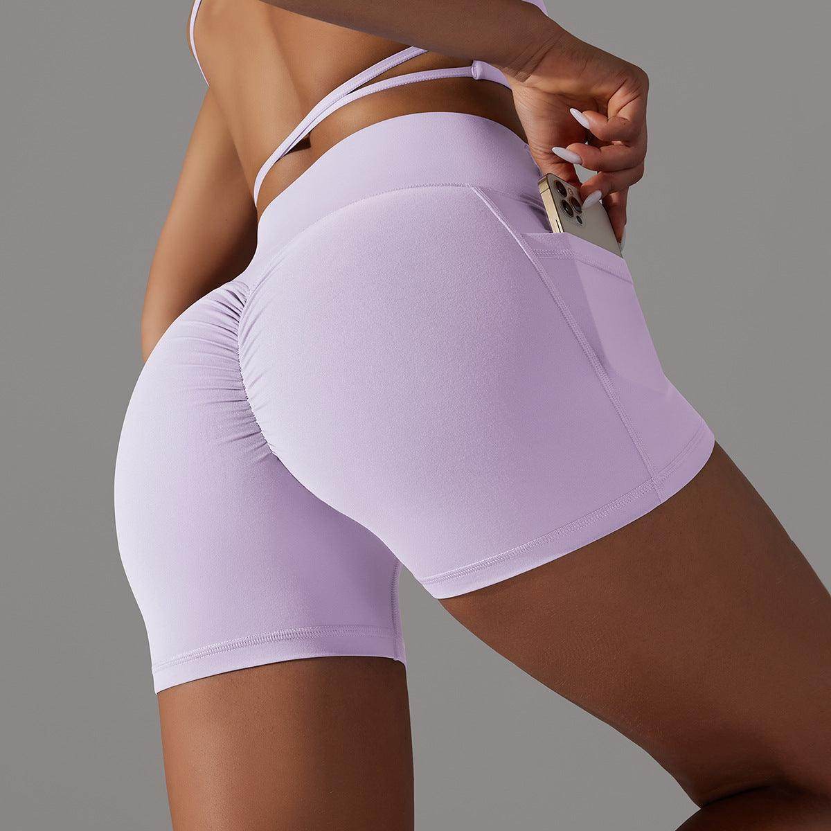 Yoga Shorts With Phone Pocket Design Fitness Sports Pants For Women Clothing - Anam Online