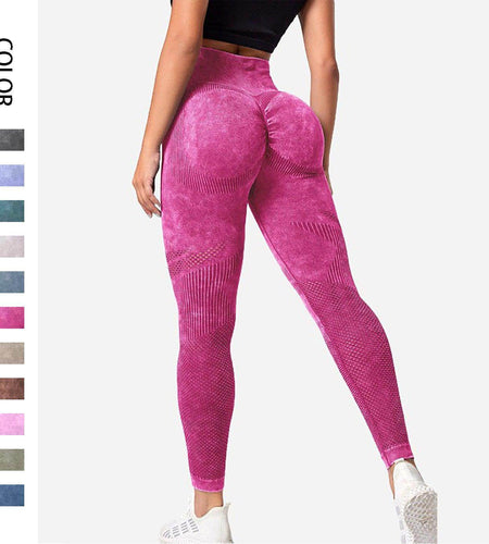 Hollow Design Seamless Leggings High Waist Hip Lifting Running Sports Fitness Yoga Pants Fashion Women Clothing - Anam Online