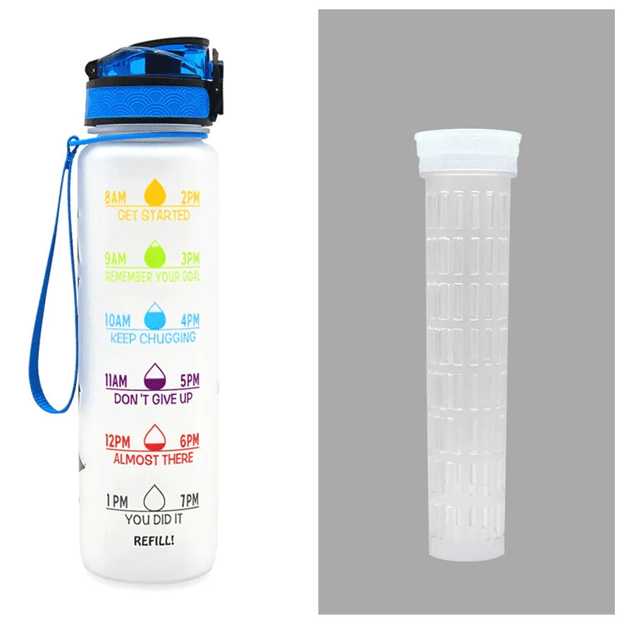 1L Tritan Water Bottle With Time Marker Bounce Cover Motivational Water Bottle Cycling Leakproof Cup For Sports Fitness Bottles - Anam Online