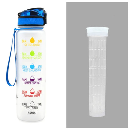 1L Tritan Water Bottle With Time Marker Bounce Cover Motivational Water Bottle Cycling Leakproof Cup For Sports Fitness Bottles - Anam Online