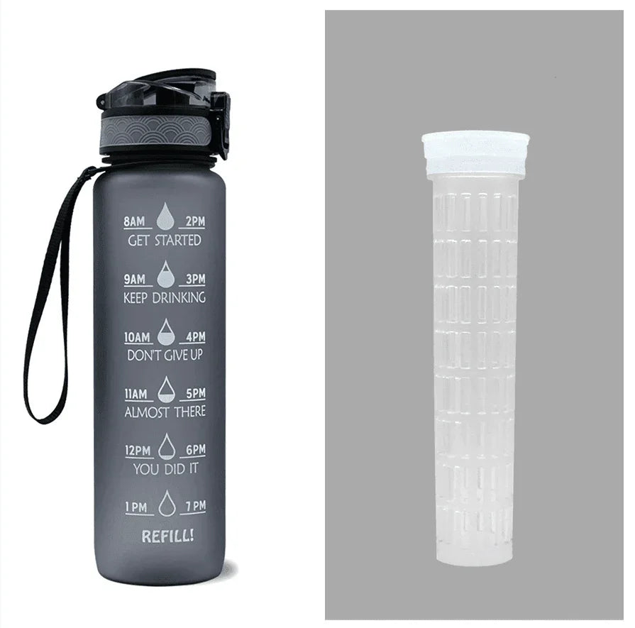 1L Tritan Water Bottle With Time Marker Bounce Cover Motivational Water Bottle Cycling Leakproof Cup For Sports Fitness Bottles - Anam Online