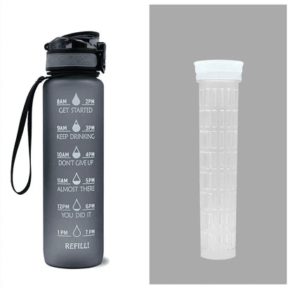 1L Tritan Water Bottle With Time Marker Bounce Cover Motivational Water Bottle Cycling Leakproof Cup For Sports Fitness Bottles - Anam Online