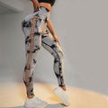 Hollow Tie Dye Printed Yoga Pants High Waist Butt Lift Seamless Sports Gym Fitness Leggings Slim Pants For Women Tight Trousers - Anam Online
