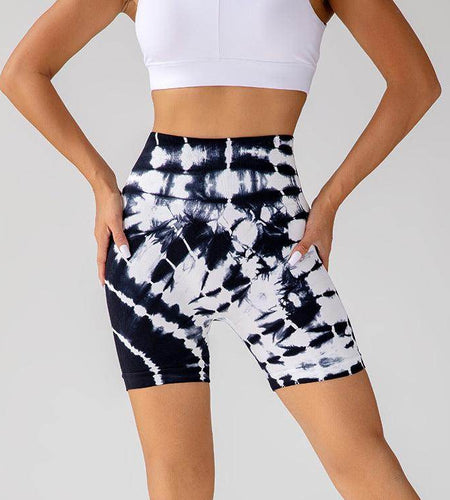 Tie-dye Printed Yoga Shorts Fashion Seamless High-waisted Hip-lifting Pant Sports Running Fitness Pants For Women Clothing - Anam Online