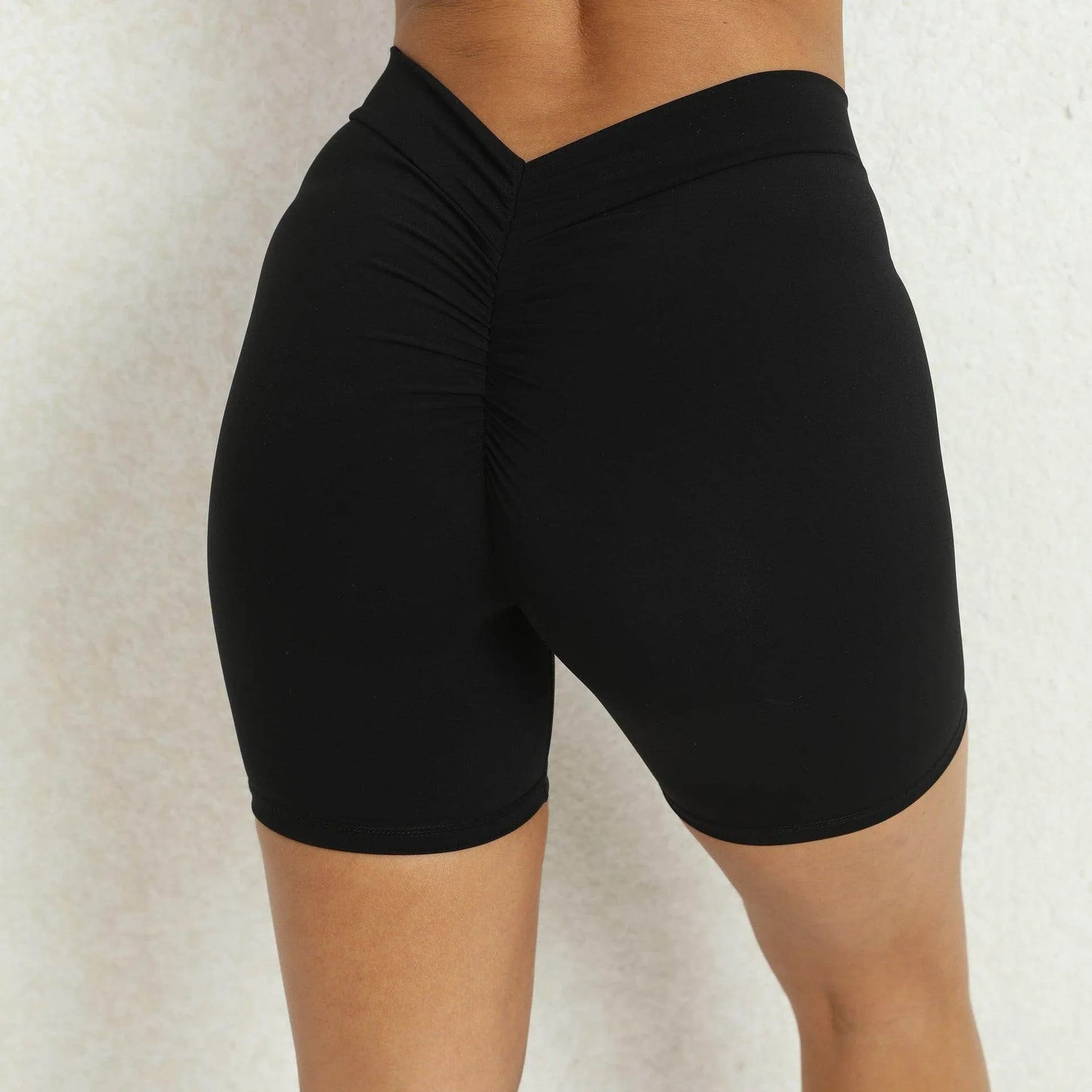 Back Waist Deep V-shaped Wrinkle Tight Yoga Shorts - Anam Online