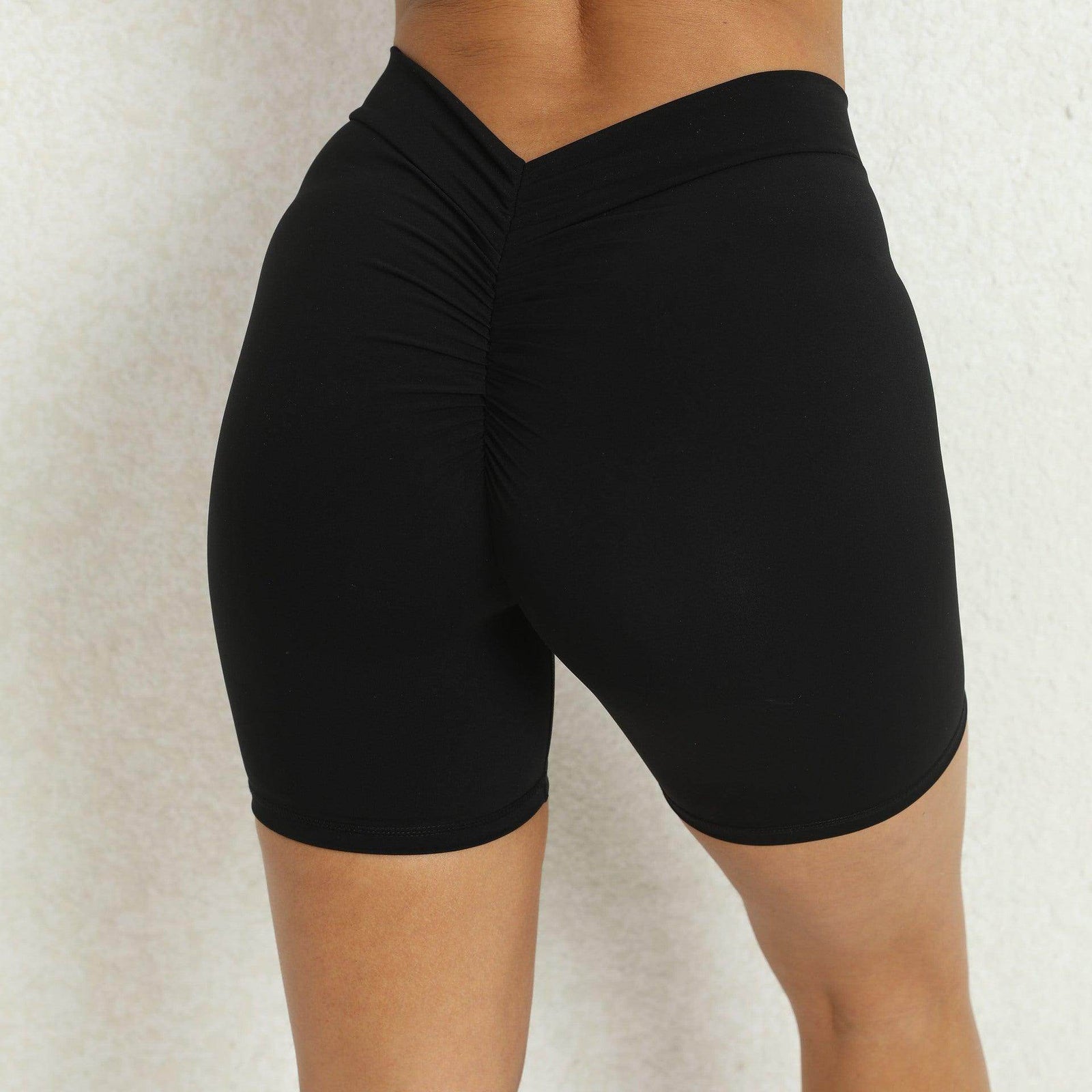 Back Waist Deep V-shaped Wrinkle Tight Yoga Shorts - Anam Online