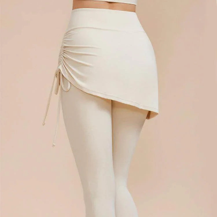 Short Skirt Design Yoga Pants Fake Two-piece Anti-exposure Butt-covering Seamless High-waisted Leggings For Dance Sports Fitness Pants - Anam Online