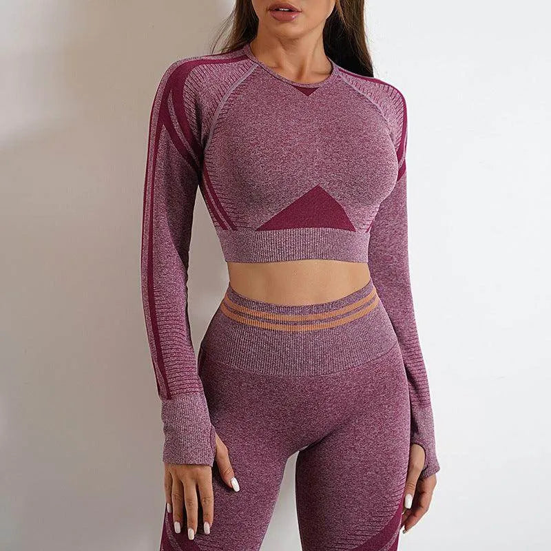 Seamless Yoga Pants Sports Gym Fitness Leggings Or Long Sleeve Tops Outfits Butt Lifting Slim Workout Sportswear Clothing - Anam Online