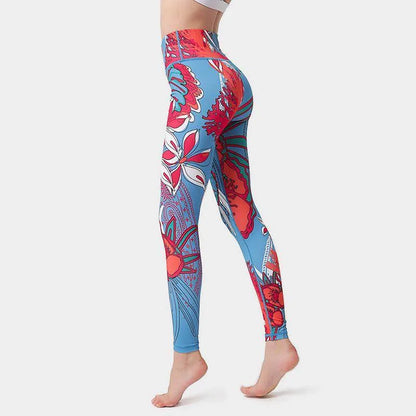 Fashion Flowers Print Leggings High Waist Hip Lifting Yoga Pants For Women Sports Running Fitness Trousers - Anam Online
